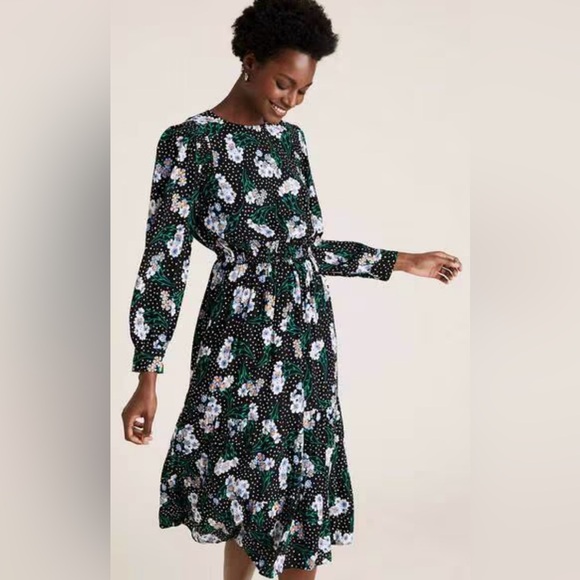 Marks & Spencer Dresses & Skirts - Marks and Spencer floral round neck midi waisted dress, long